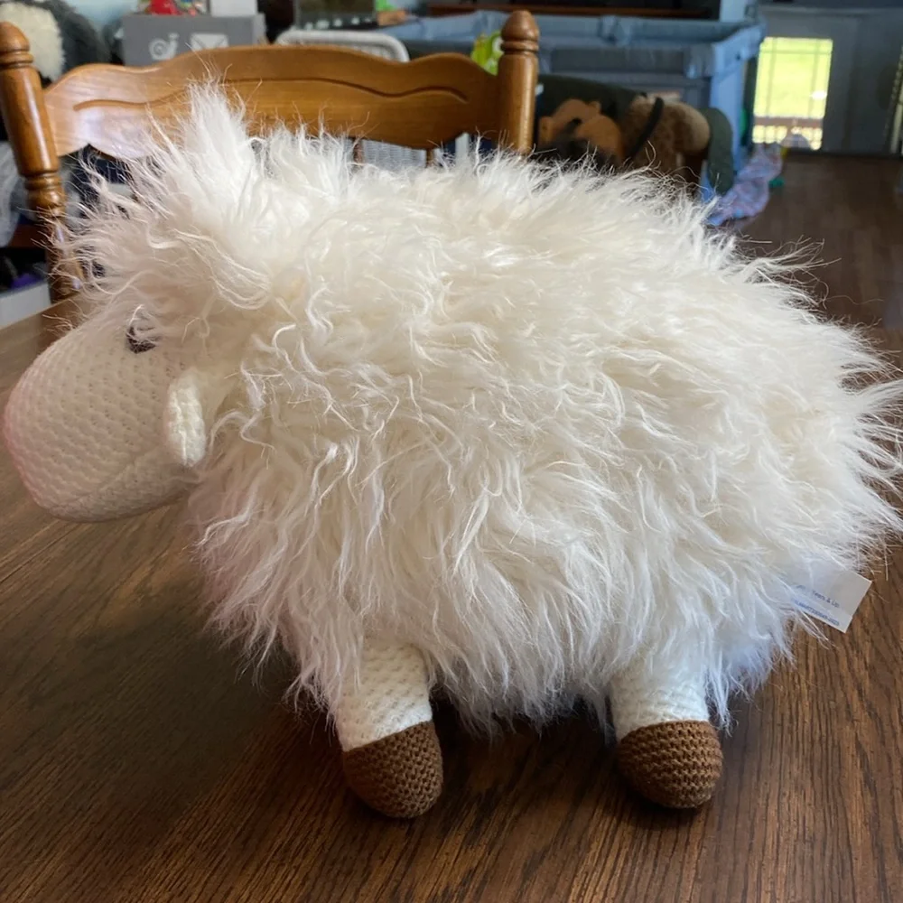 Plush White Lamb Decorative Accent